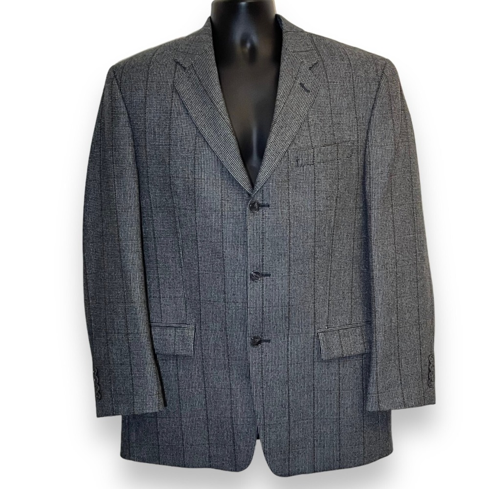 Lauren Ralph Lauren Men Wool Blazer 40R Sport Coat 3‎ Button Windowpane Gray